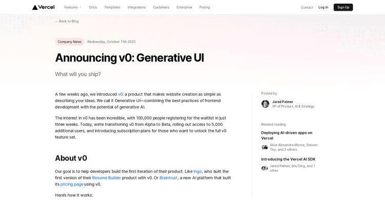 V0 Generative UI featured image