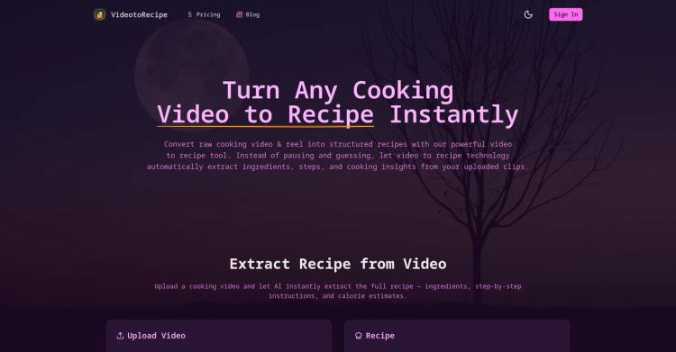 VideoToRecipe.org featured image