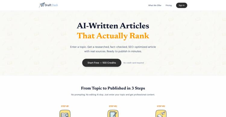 Draft Dash - AI Article Writer with Real Sources featured image Draft Dash - AI Article Writer with Real Sources featured image