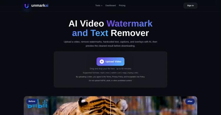 UnMarkAI - Video Text & Watermark Remover featured image UnMarkAI - Video Text & Watermark Remover featured image