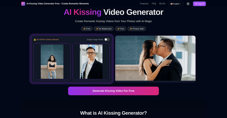 AI Kissing Video Generator featured image AI Kissing Video Generator featured image