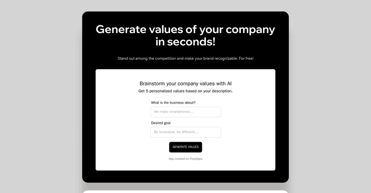Company Values Generator featured image Company Values Generator featured image
