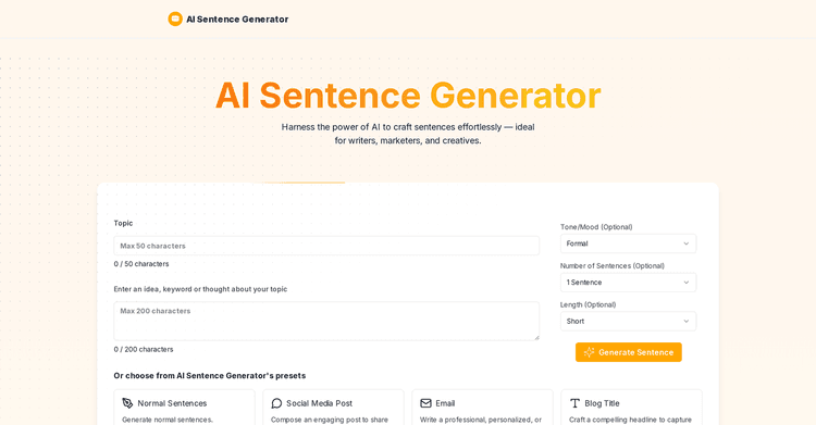 AI Sentence Generator featured image AI Sentence Generator featured image