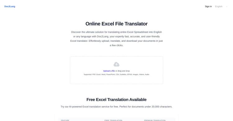Doc2Lang Online Excel Translator featured image Doc2Lang Online Excel Translator featured image