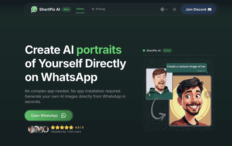 ShortPix AI: Your WhatsApp AI Artist featured image ShortPix AI: Your WhatsApp AI Artist featured image
