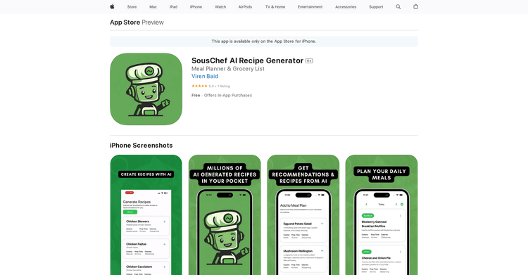 SousChef AI Recipe Generator featured image SousChef AI Recipe Generator featured image