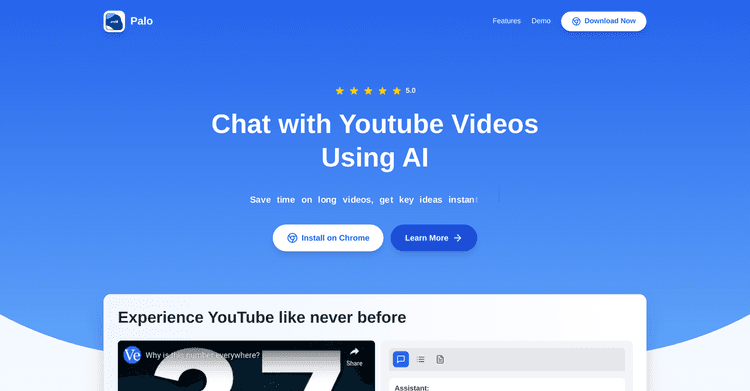 Palo - Youtube AI Assistant featured image Palo - Youtube AI Assistant featured image