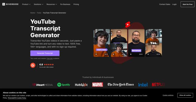 Riverside - YouTube Transcript Generator featured image Riverside - YouTube Transcript Generator featured image