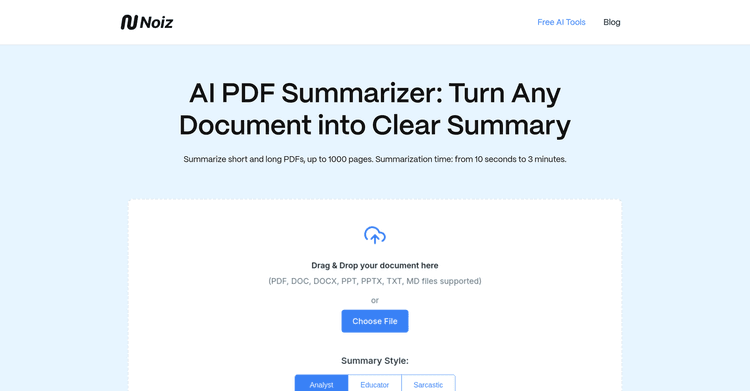 Noiz - AI PDF Summarizer featured image Noiz - AI PDF Summarizer featured image