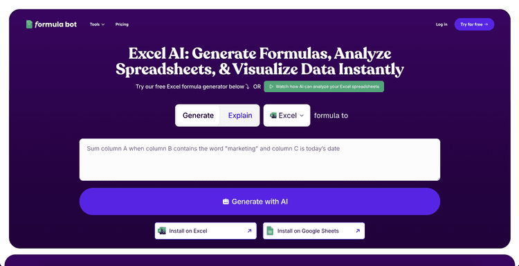 Free AI Excel Formula Generator featured image Free AI Excel Formula Generator featured image