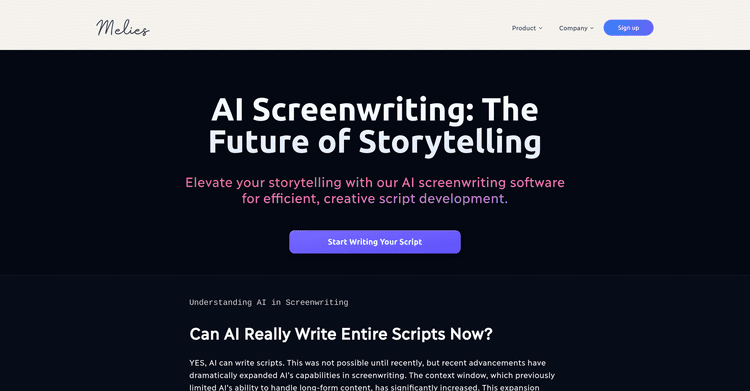 Melies AI Screenwriting Software featured image Melies AI Screenwriting Software featured image