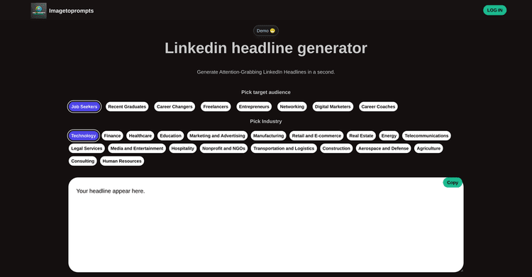 Imagetoprompts LinkedIn Headline Generator featured image Imagetoprompts LinkedIn Headline Generator featured image