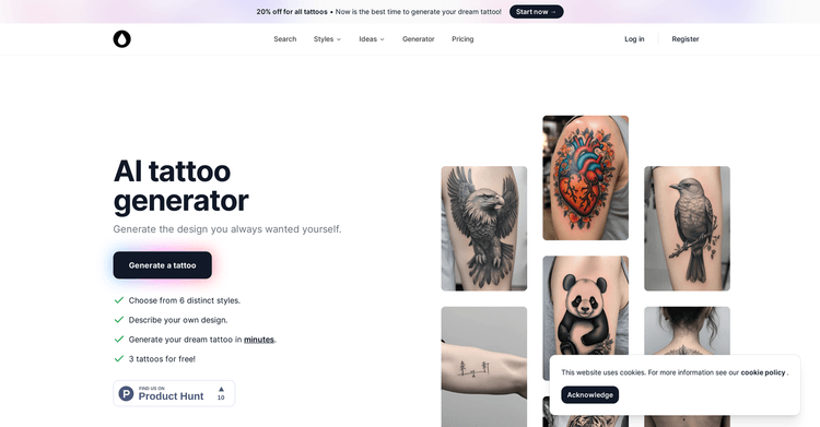 AI Tattoo Generator App featured image AI Tattoo Generator App featured image