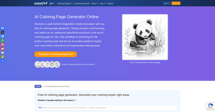 AI Coloring Page Generator Online by Mimi Panda featured image AI Coloring Page Generator Online by Mimi Panda featured image