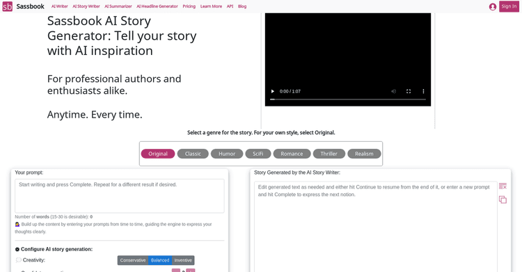 Sassbook AI Story generator featured image Sassbook AI Story generator featured image