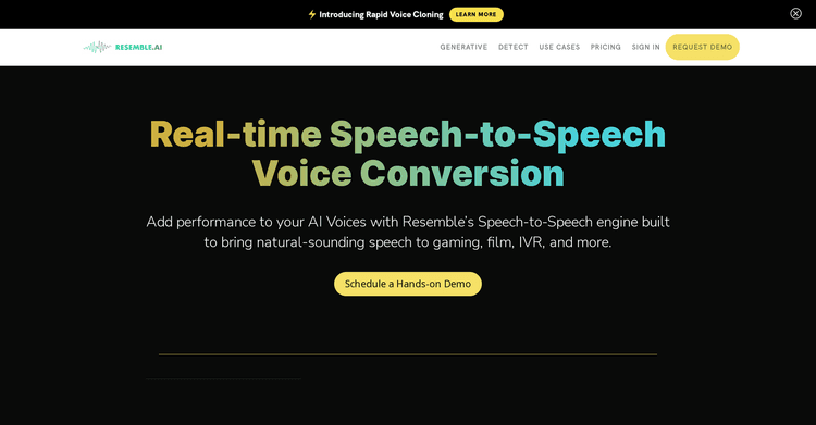 Resemble AI - Real-time Speech-to-Speech Voice Conver... featured image Resemble AI - Real-time Speech-to-Speech Voice Conver... featured image