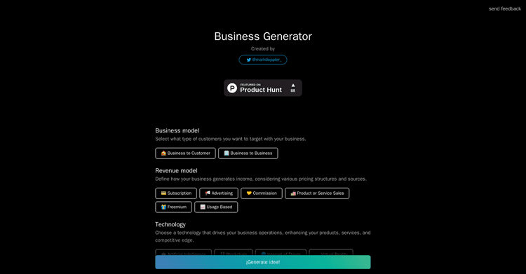 Business Idea Generator AI featured image Business Idea Generator AI featured image