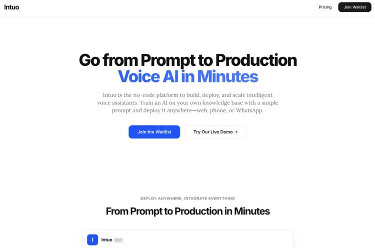Intuo – No-Code Voice AI Platform featured image Intuo – No-Code Voice AI Platform featured image