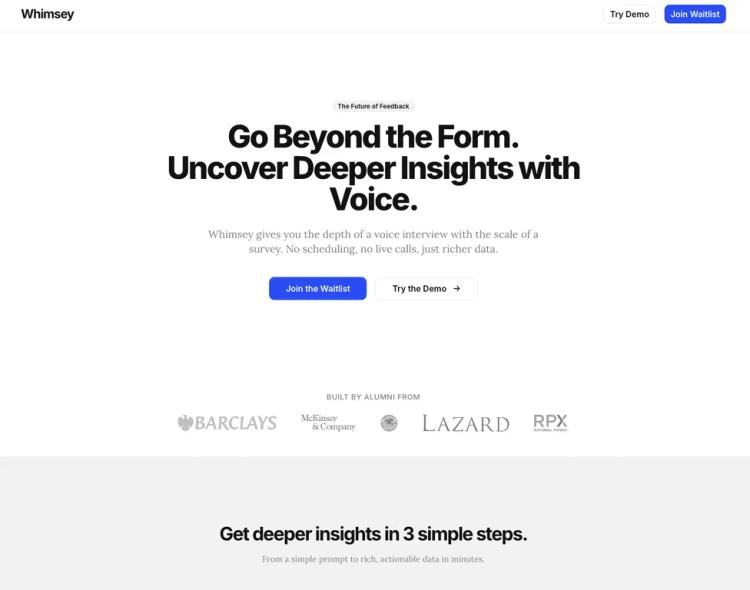 Whimsey: AI powered Voice Surveys featured image Whimsey: AI powered Voice Surveys featured image