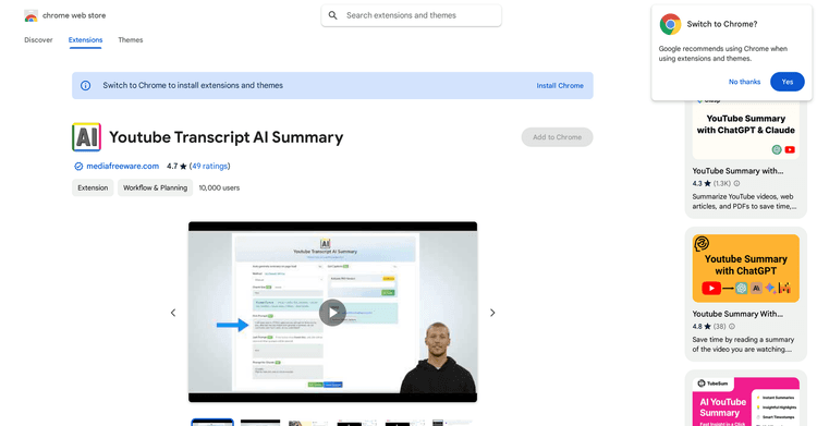 Youtube Transcript AI Summary featured image Youtube Transcript AI Summary featured image