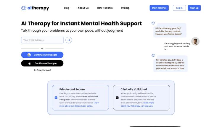 Aitherapy - Free AI Therapist featured image Aitherapy - Free AI Therapist featured image