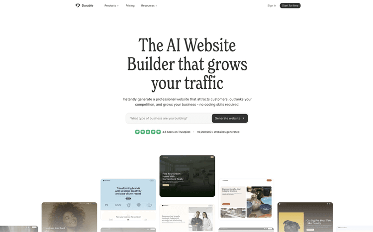 Durable AI Website Builder featured image Durable AI Website Builder featured image