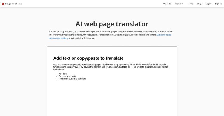 AI web page translator by pagesection.com featured image AI web page translator by pagesection.com featured image