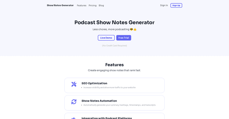 Show Notes Generator featured image Show Notes Generator featured image