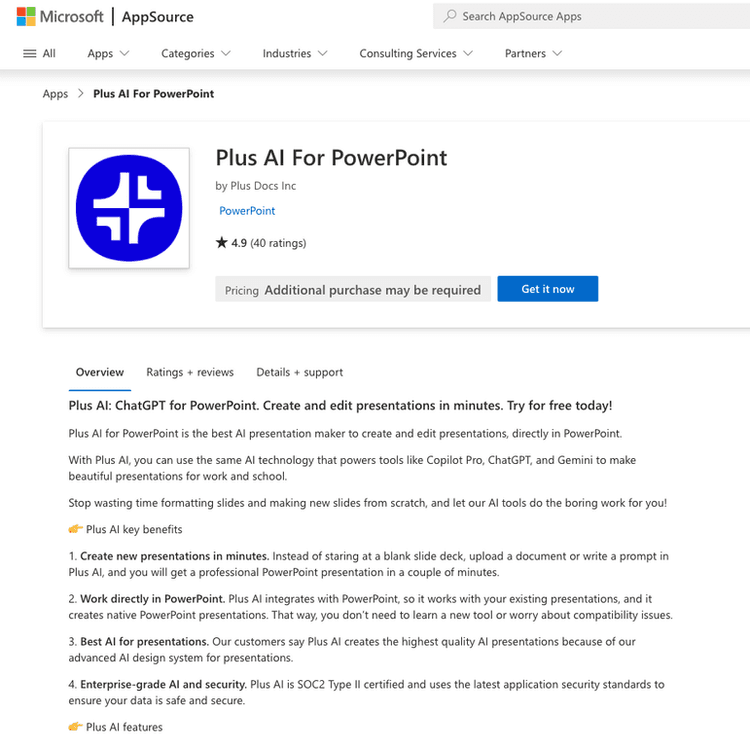 Plus AI for PowerPoint featured image Plus AI for PowerPoint featured image