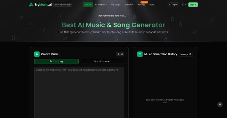 Trymusic AI Song Generator featured image Trymusic AI Song Generator featured image