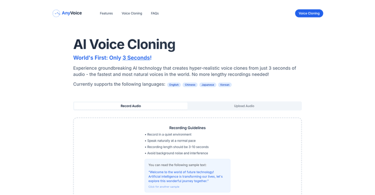 AI Voice Cloning - AnyVoice featured image AI Voice Cloning - AnyVoice featured image
