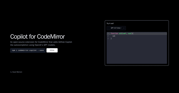 Copilot for CodeMirror featured image Copilot for CodeMirror featured image