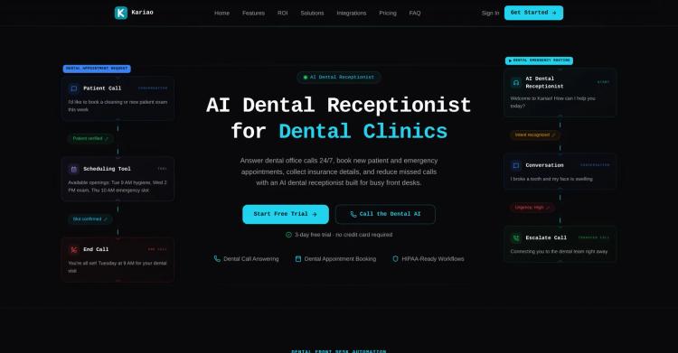 Kariao - AI Dental Receptionist for Dental Offices featured image Kariao - AI Dental Receptionist for Dental Offices featured image