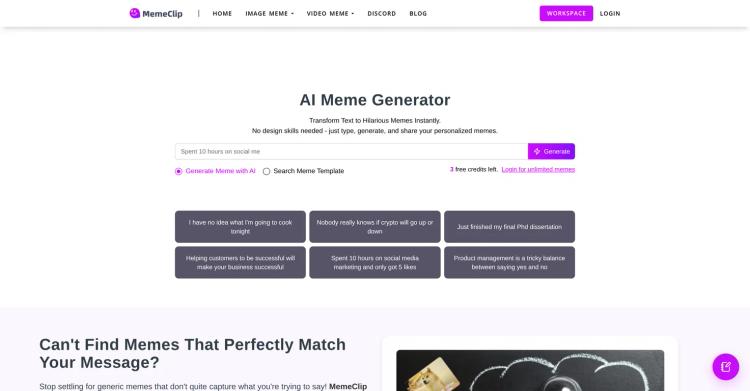 MemeClip AI Meme Generator featured image MemeClip AI Meme Generator featured image