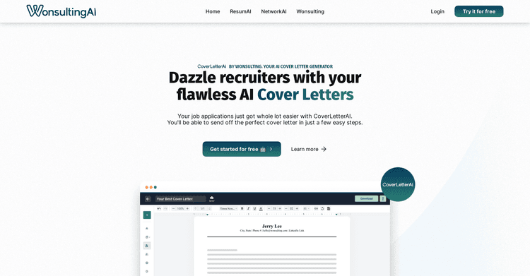 CoverletterAI by Wonsulting featured image CoverletterAI by Wonsulting featured image