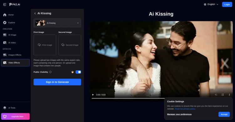 PXZ AI | Kissing Videos featured image PXZ AI | Kissing Videos featured image