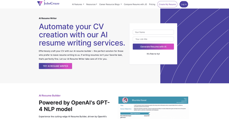 Jobscruze AI Resume Writer featured image Jobscruze AI Resume Writer featured image