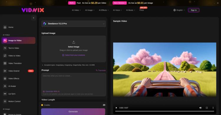 Vidnix | AI Image to Video Generator featured image Vidnix | AI Image to Video Generator featured image