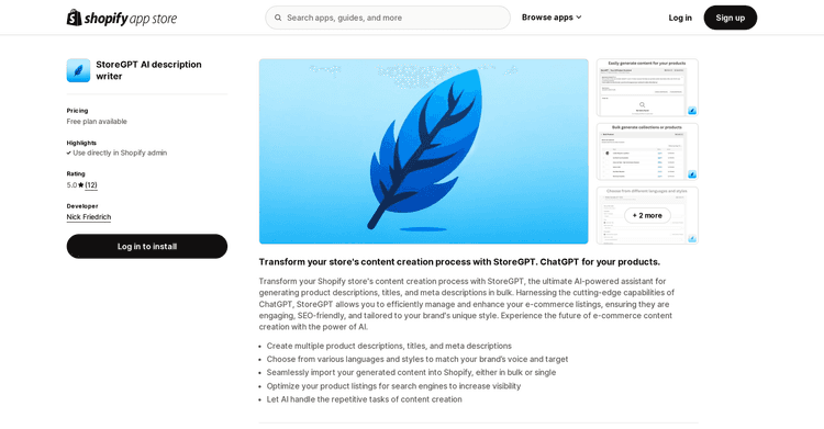 StoreGPT AI Description Writer featured image StoreGPT AI Description Writer featured image