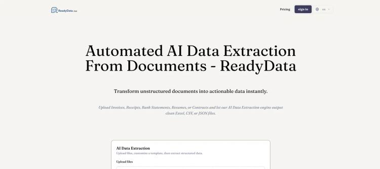 ReadyData - AI Data Extraction featured image ReadyData - AI Data Extraction featured image