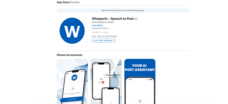 WhisperIn - Speech to Post featured image WhisperIn - Speech to Post featured image