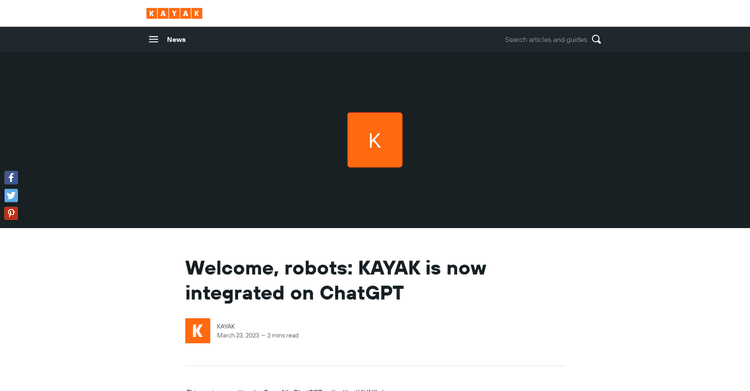 Kayak ChatGPT plugin featured image Kayak ChatGPT plugin featured image