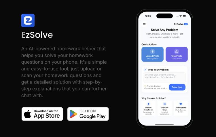 EzSolve: AI Homework Helper featured image EzSolve: AI Homework Helper featured image