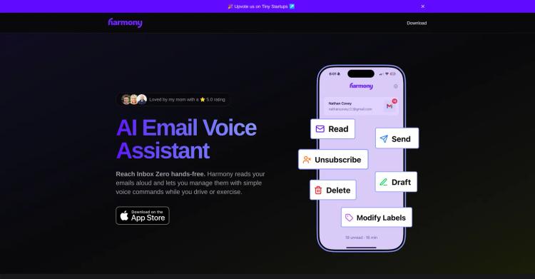 Harmony AI Email Voice Assistant featured image Harmony AI Email Voice Assistant featured image